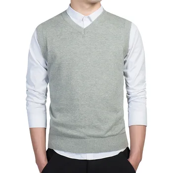 

2019 New Arrival Solid Color Sweater Vest Men Cashmere Sweaters Wool Pullover Men Brand V-Neck Sleeveless Jersey Hombre