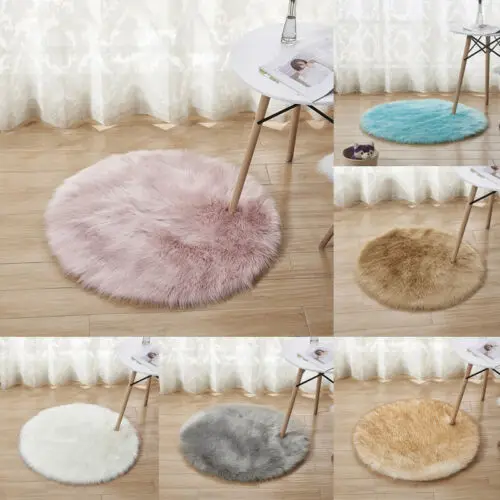

Faroot Luxury imitation fur coat round white luxury Matt carpet Rug
