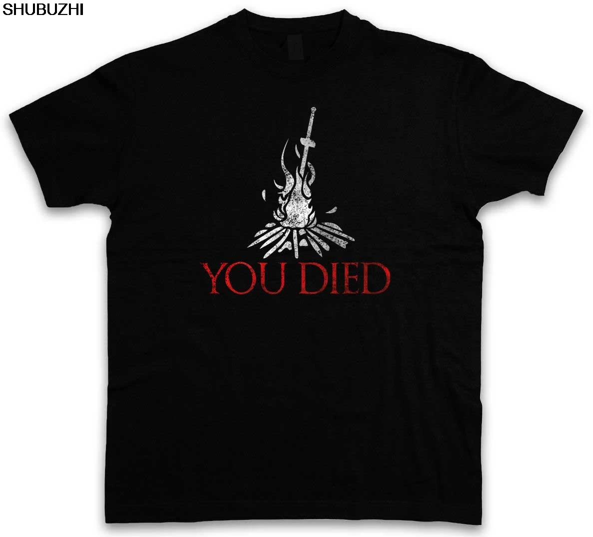 

YOU DIED DARK SOULS T-SHIRT - Firelink Shrine Dark Gamer Nerd Souls Game Sun 100% Cotton Brand New T Shirts sbz1086