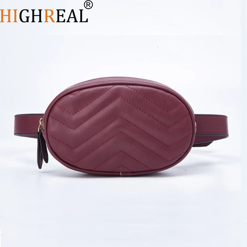 HIGHREAL الفاخرة بو الجلود النساء الخصر أكياس جديد الأزياء الخصر حزم العلامة التجارية النساء حقائب كتف العصرية حقائب أنيقة