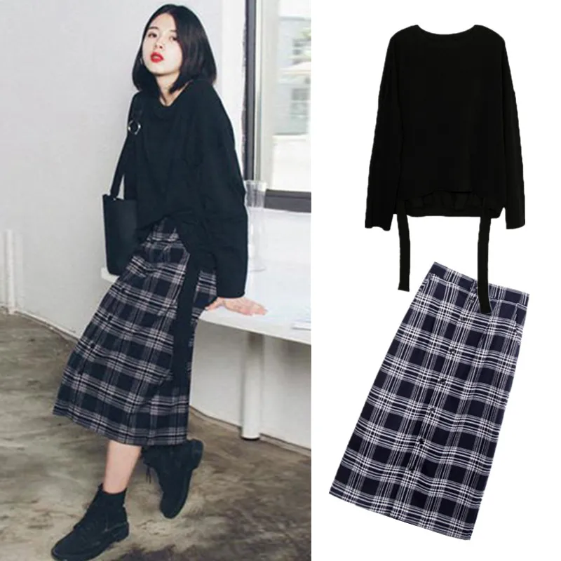 

Skirt suit women models 2018 autumn new temperament two-piece Korean version of the loose suit fashion ladies