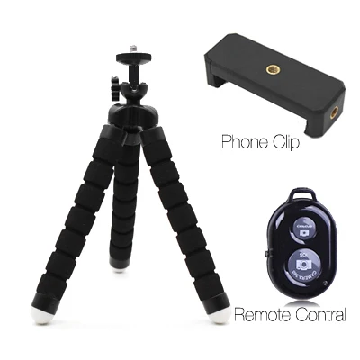 DUSZAKE P16 гибкий Gorillapod штатив для телефона Bluetooth мини штатив для iPhone Телефон Штатив с держателем дистанционного управления - Цвет: Black and remote