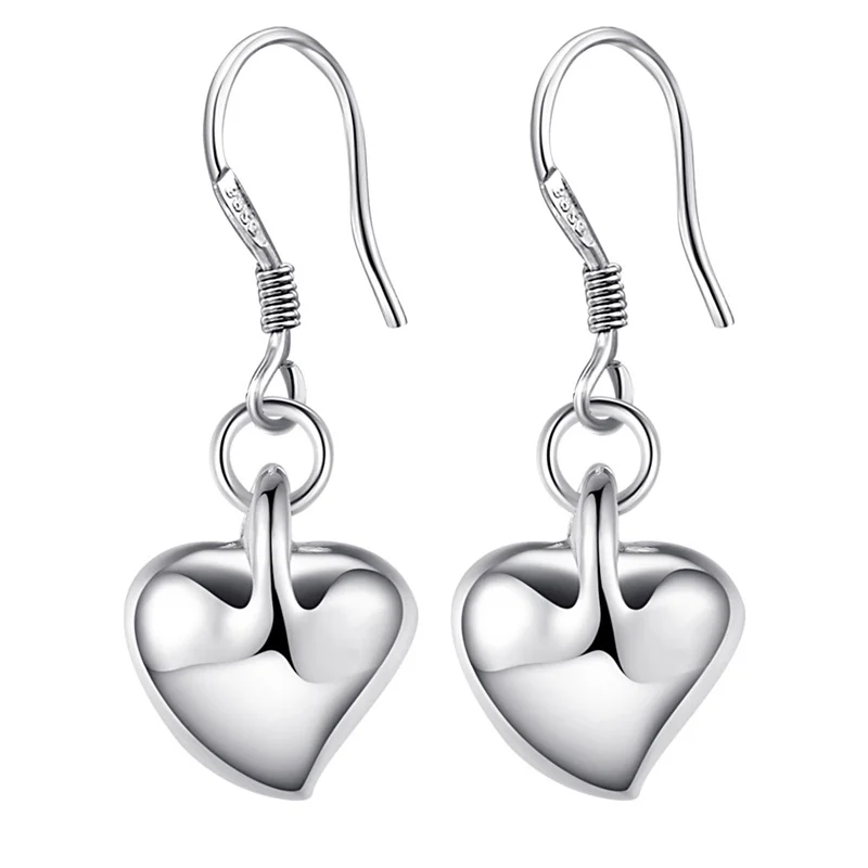 

Lovely Jewelry Silver Earring Heart Pendant Drop Earrings For Women AE176