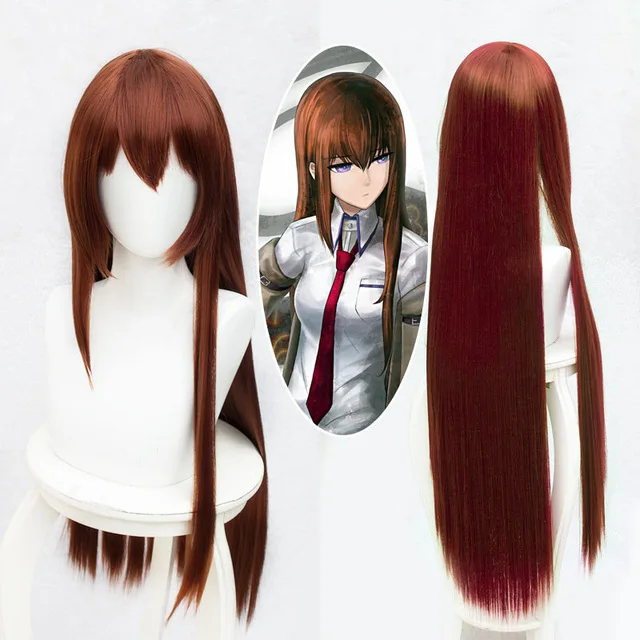 Костюм для косплея Steins Gate, японское аниме, косплей, Makise Kurisu, пальто-жакет для косплея, наряд, костюмы, униформа - Цвет: Wig and Wig Cap