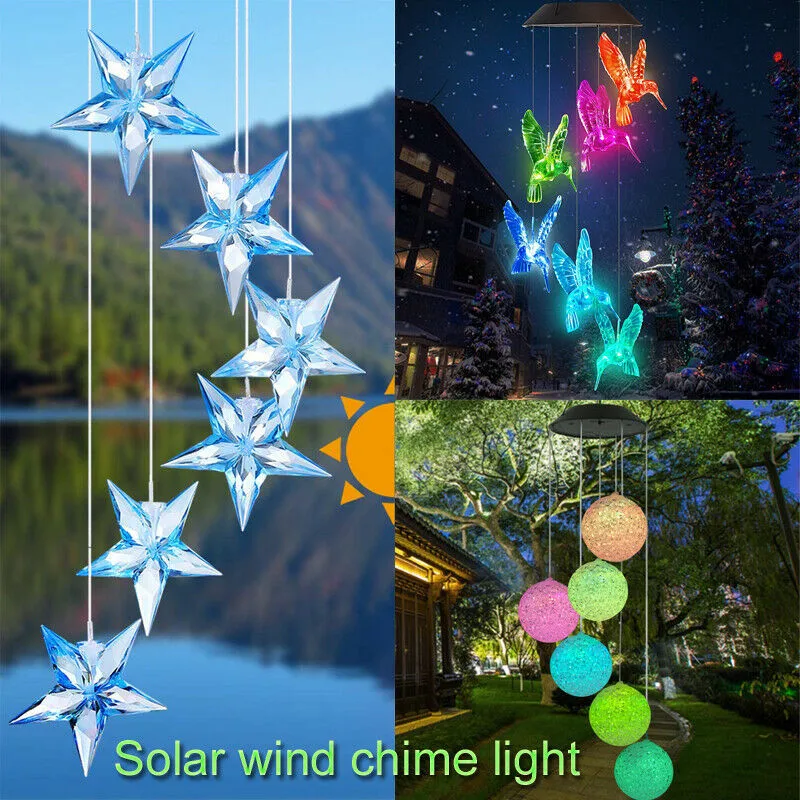 

Solar Powered Wind Chime Color Changing Light LED Hanging Spinner Lamp Decor Yard Room Garden Ornament