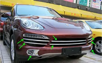 

Car Front 3D bumper Mesh Vent Hole Dirt Grille Grills & Fog Lamp Cover Trims For Porsche Cayenne 2011 2012 2013 2014