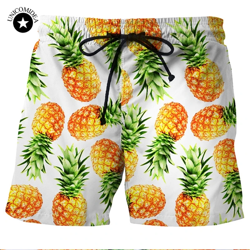 Крутые летние мужские пляжные шорты с 3d принтом ананаса модные шорты для фитнеса мужские шорты быстросохнущие мужские шорты s