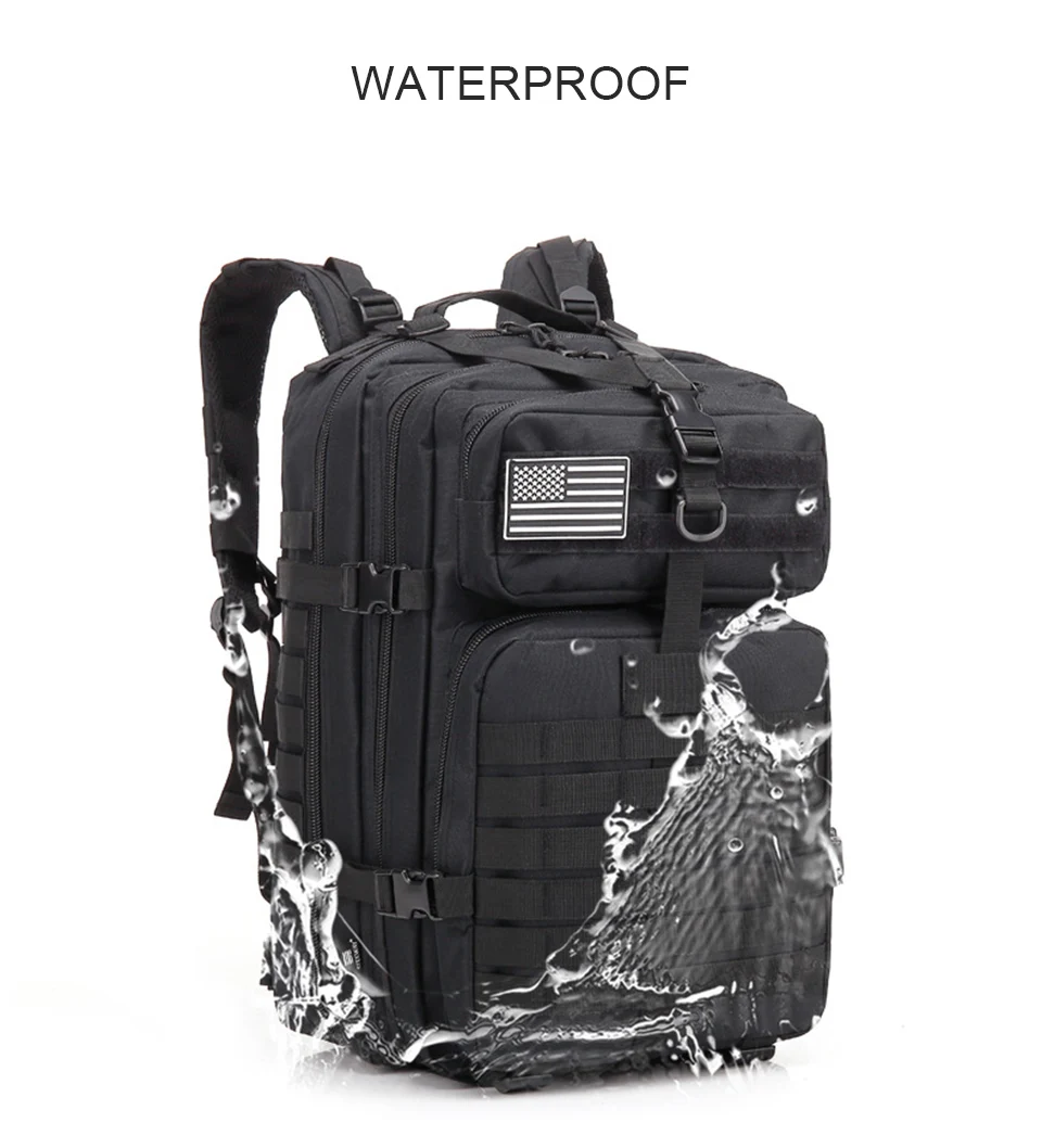 45L Tactical Outdoor Backpack Military Army Large Backpacks Assault Men Rucksack Waterproof Bags Packs Hiking Molle 3P Bagpack (4)