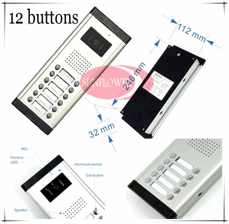 

CCD lens outdoor camera Video door phones intercom systems door bells with 12 buttons for 12 apartments HD Camera Drop ship