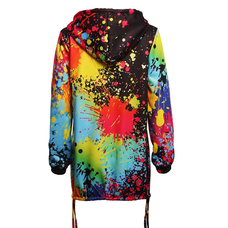 Women Autumn Winter Plus Size Printed Jacket Female Hooded Cashmere Cardigan Sweater Hoodies Coat Ladies Zipper Fashion Tops