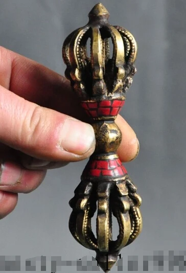 

5" chinese Tibet buddhism silver Phurpa Pestle Vajra Instruments used statue