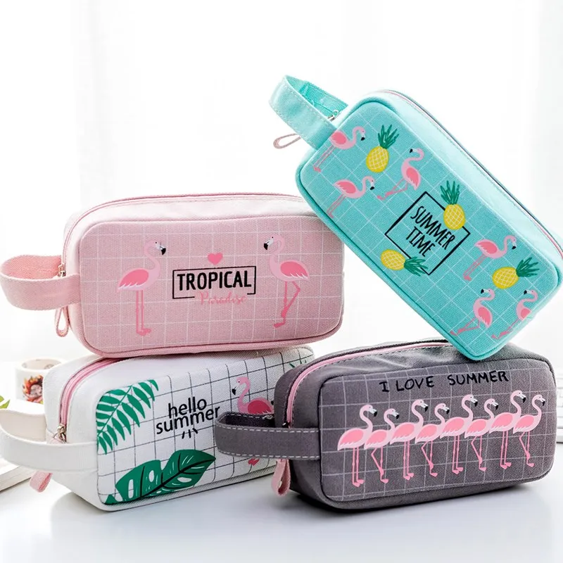 

2019 Large Capacity Canvas Cute School Pencil Case For Boys Girls Stationery Pen Bag Pouch Students Pencilcase School Supplies
