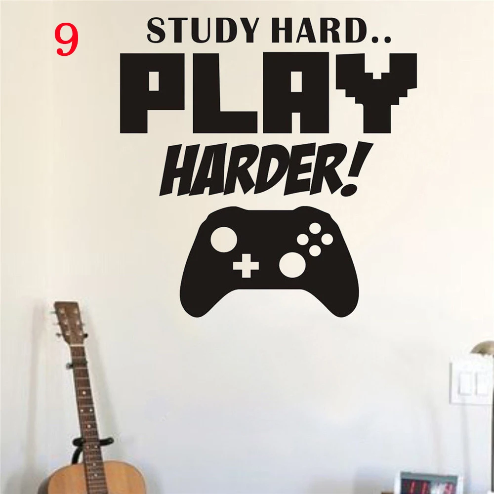 9 стилей, черная игровая наклейка, геймерская наклейка, игровая ПВХ Наклейка на стену, игровая Наклейка на стену для спальни, детской комнаты