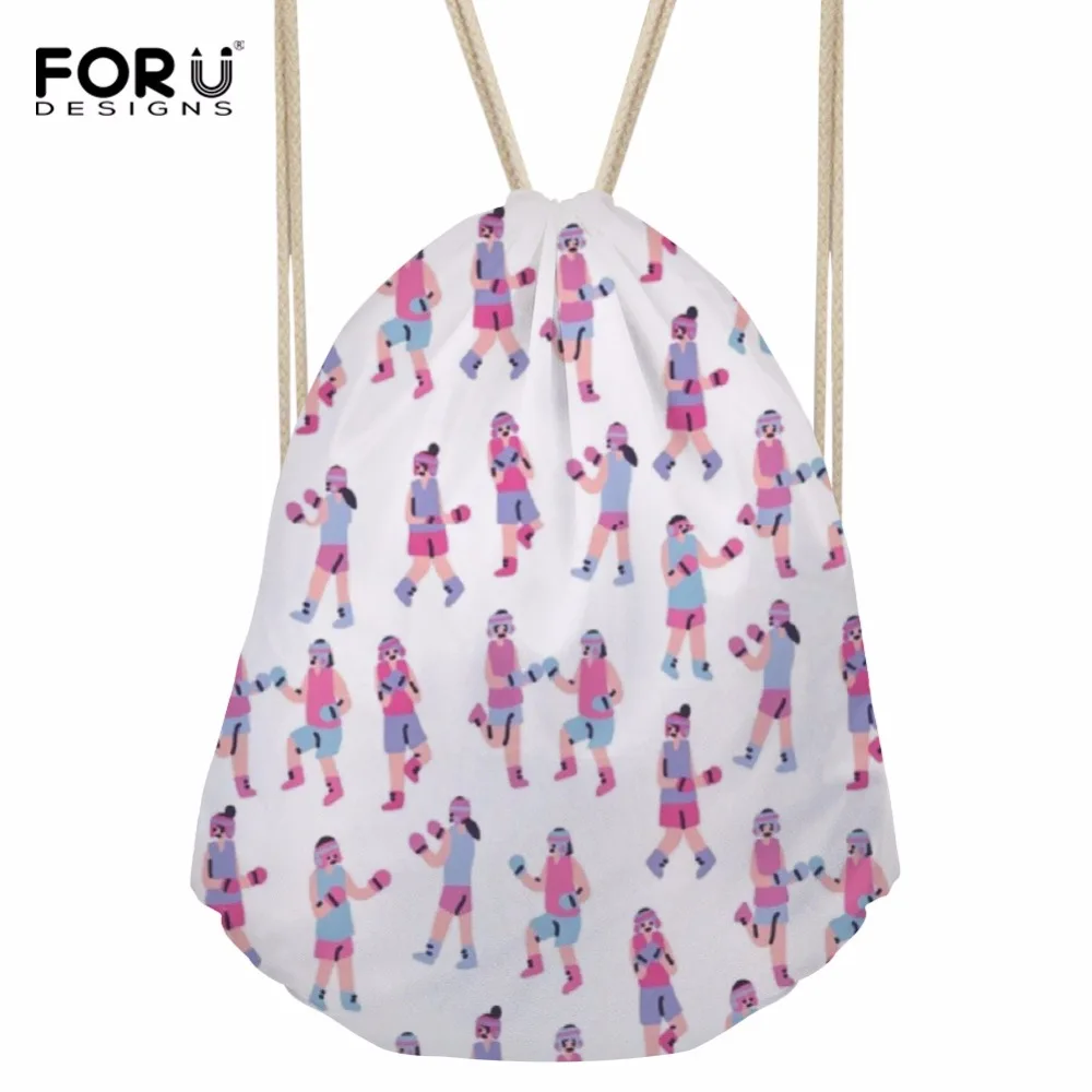 Forudesigns drawstring сумка Для женщин спортивные шаблон рюкзак Обувь для девочек мультфильм пляжная сумка дети милые Колледж Вышивка Крестом Пакет путешествие в подарок BOLSOSПляжные рюкзаки