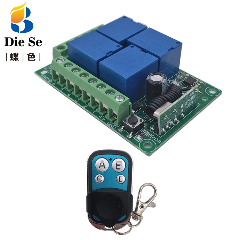 433mhz dc12v 4 gang, receptor e transmissor