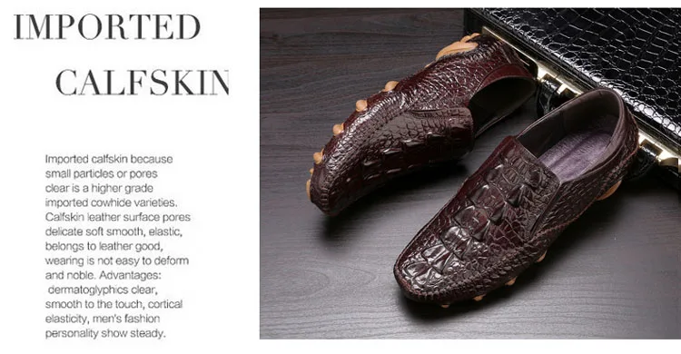 2019 известный бренд мужские лоферы Мокасины слипоны натуральная кожа повседневная обувь коровья кожа крокодил узор обувь для вождения
