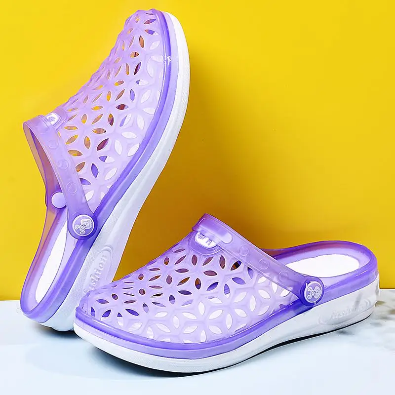 Оригинальные Классические Сабо; садовые Вьетнамки; водонепроницаемая обувь; женские летние пляжные шлепанцы; уличные сандалии для плавания; специализированная обувь - Цвет: Фиолетовый