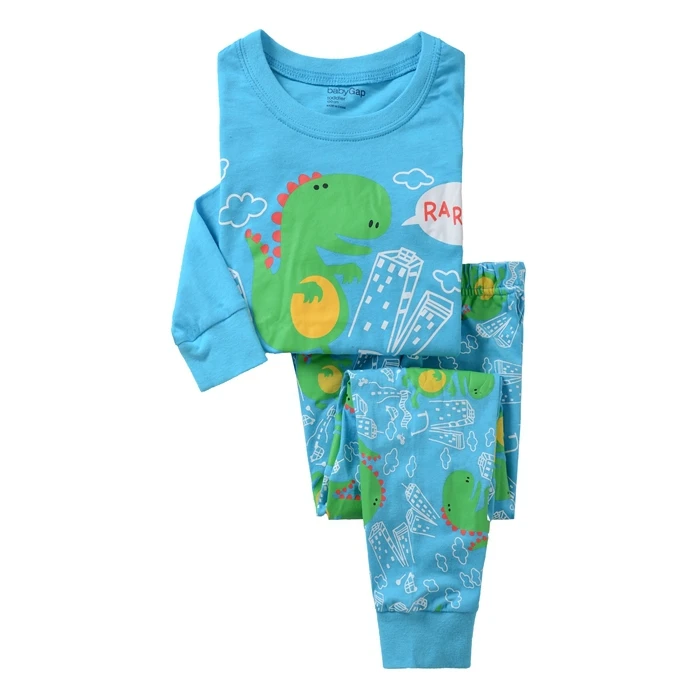 Новые детские хлопковые пижамы с длинными рукавами из хлопка с героями мультфильмов одежда для сна для маленьких мальчиков и девочек детские футболки+ штаны, комплект одежды