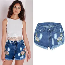 Летние новые женские велосипедные шорты женские потертые джинсовые шорты с вышитыми цветами ретро шорты с высокой талией 3,20