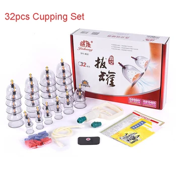 

32 pcs Cans Cups Chinese Vacuum Cupping Kit Pull Out A Vacuum Apparatus Therapy Relax Massagers pain relief Curve Suction Pumps