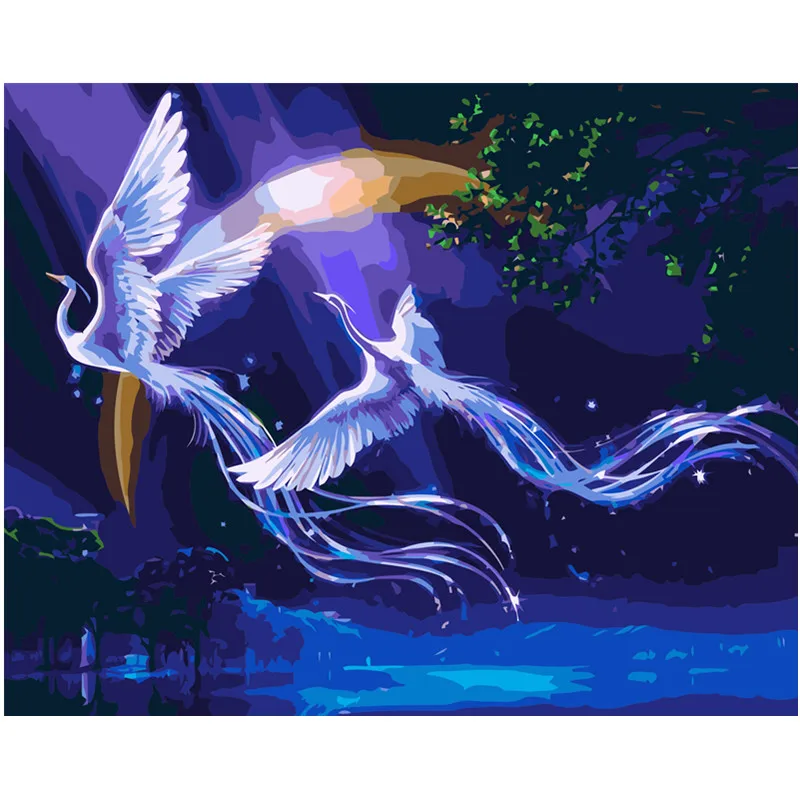 

Painting By Numbers DIY Dropshipping 40x50 50x65cm Phoenix flying Animal Canvas Wedding Decoration Art picture Gift