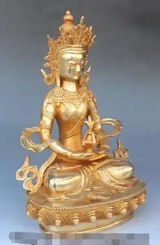 

Free shipping S00129 13" Tibet Buddhism Fane Bronze Gilt Amitayus longevity God Goddess Buddha Statue