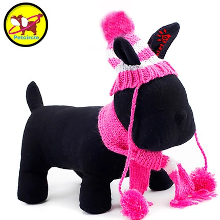 PETCIRCLE в полоску Собака шапка и шарф 2 Цвет Размеры XXS-l собака зимняя Pet Hat scarffor