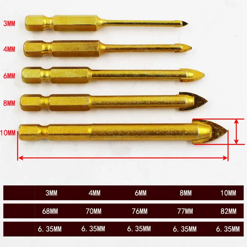 LanLan 5 шт./компл. 3-10 мм сплав треугольное сверло Набор для стеклянной плитки Керамическая зеркальная фарфоровая мраморная