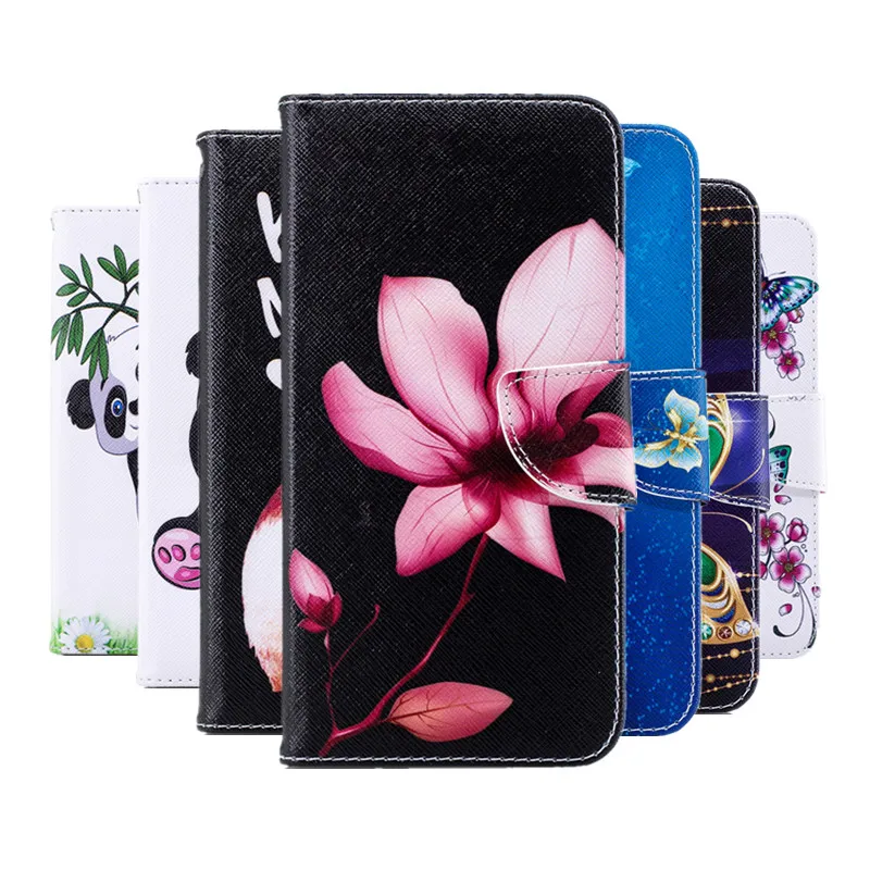 

Phone Cover For LG Q8 Q6 G7 G6 V30 V20 Stylo 4 Flip Case Wallet Leather Cases Stand Holder Card Slot Book Style Painted Cover