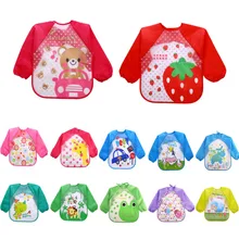 0-3 года многоцветные и Мультяшные принты с длинным рукавом непромокаемое покрытие детские животные шарф для малышей Кормление халат детские Todders