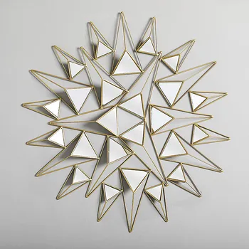 

Light Luxury Three-dimensional Wrought Iron Mirror Wall Decoration Pendant Creative Model Room Shop Hotel Wall Decoration