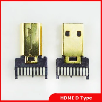 

10pcs/lot Gold Plated Micro HDMI Male Plug D Type Splint Weld Wire without PCB board