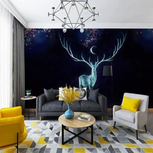 Custom wallpaper modern beautiful dream starry sky deer background wall - silk waterproof material Custom wallpaper modern beautiful dream starry sky deer background wall - silk waterproof material