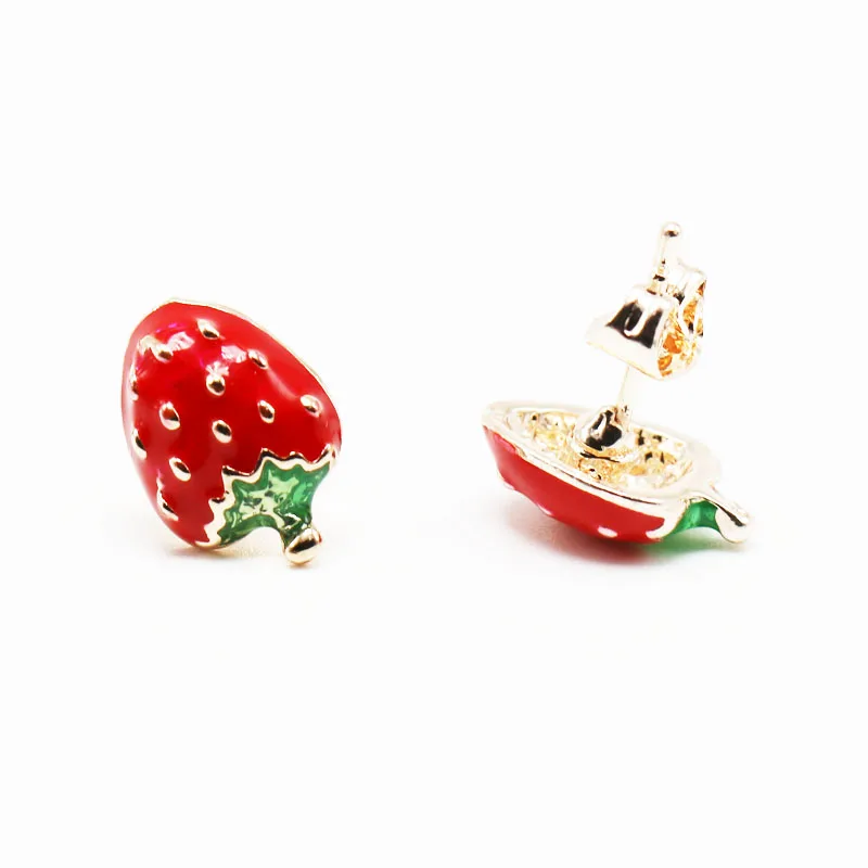 1pair fashion ear studs earrings pendientes ladybug lips icecream cherry watermelon strawberry oil drip red lovely fruite brinco3