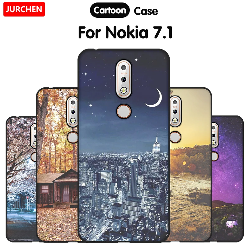JURCHEN чехол для телефона Nokia 7 1 Nokia7.1 с 3D рисунком силиконовый мягкий черный матовый