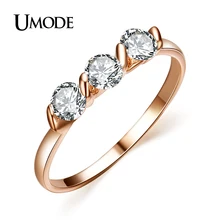 UMODE Женские ювелирные украшения: кольца с покрытием из розового золота 18к и 3 фианитами 0,25к JR0063A