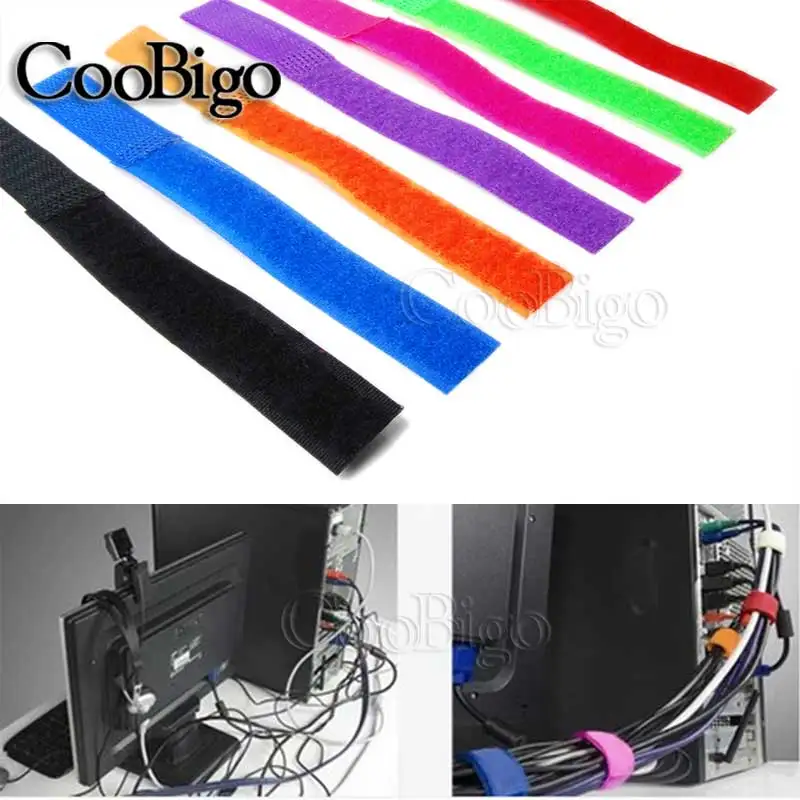 

10pcs Pack Colorful Reusable Magic Tape Cord Winder Cable Holder Ties Wrap Wire Band Fastener Home Office Organiser#S0035(Mix-s)