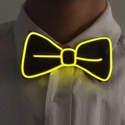 Новый модный светодио дный мужской светодиодный EL Wire Necktie светящийся Неоновый мигающий свет галстук-бабочка съемный воротник LB