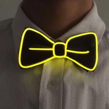 

New Fashion Men LED EL Wire Necktie Luminous Neon Flashing Light Up Bow Tie Detachable Collar LB