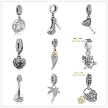 Hot 925 de plata Esterlina CZ Europea Granos Del Encanto Fit pandora style Pulsera Collar Colgante de La Joyería DIY Originales