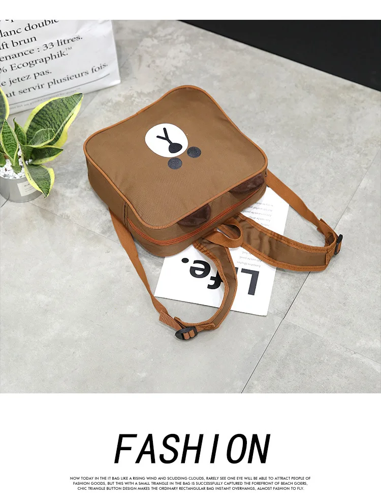 Новая детская школьная сумка с мультипликационным принтом, рюкзак с коричневым медведем, корейский модный милый супер милый квадратный рюкзак на заказ