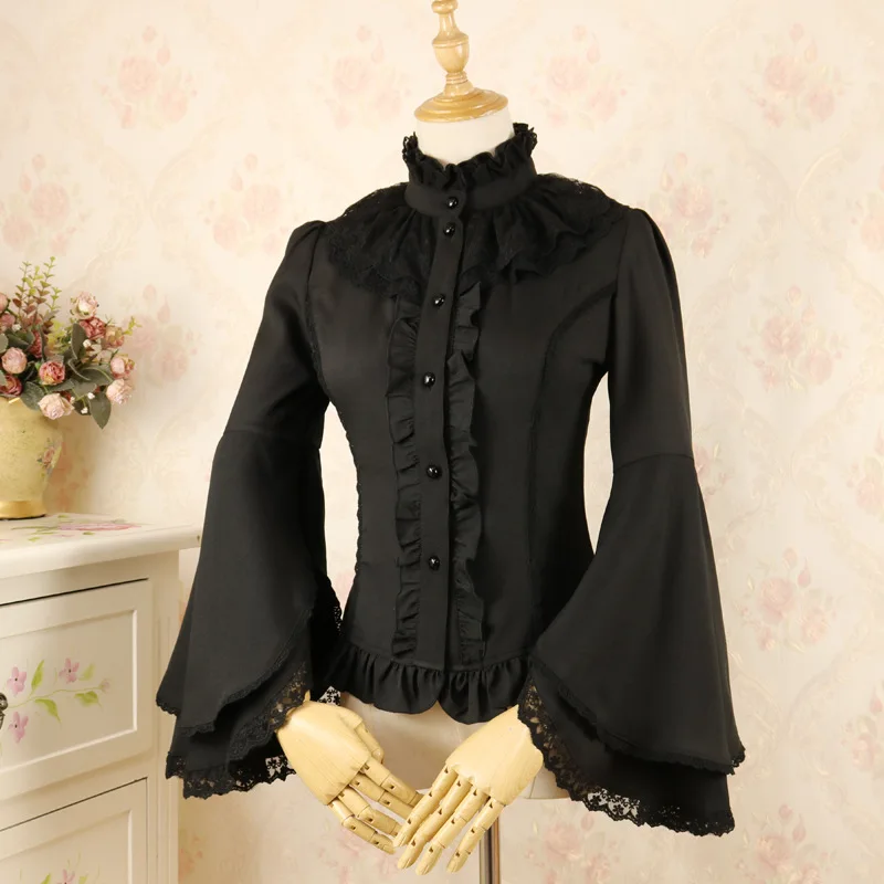 Longa Blusa de Renda Camisas Mulheres Lolita