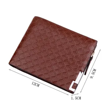 

Hot Selling New Multifunction Man Wallets PU Leather Zipper Business Wallet Card Holder Pocket Purse Plaid Pounch Fashion -B5