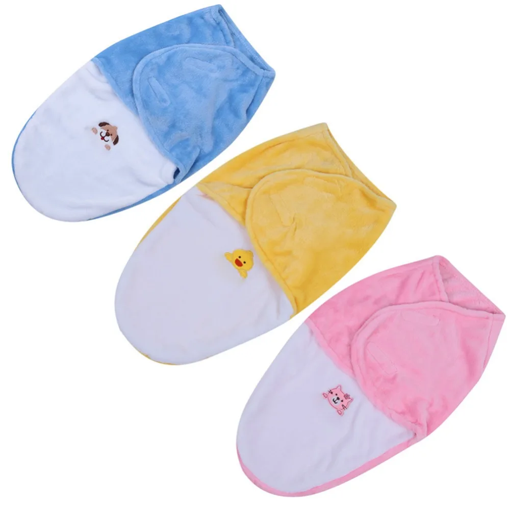 

Baby Swaddle Embroidered Wrap Towel Newborn Soft Envelope Shape Polar Fleece Fabric Swaddling Blanket Infant Baby Sleeping Bag