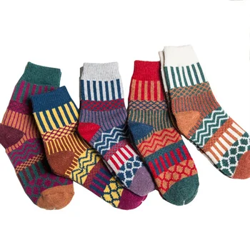 

Women Men Thick Lightweight Merino Ragg Knit Warm Wool Crew Socks Mid-Calf Spring Fall Socks W2