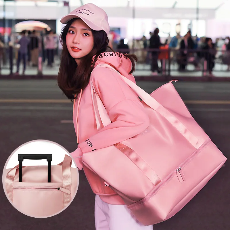 Женская дорожная сумка для багажа, блестящая Водонепроницаемая нейлоновая сумка-Органайзер для девочек, большая дорожная сумка через плечо XA868WB