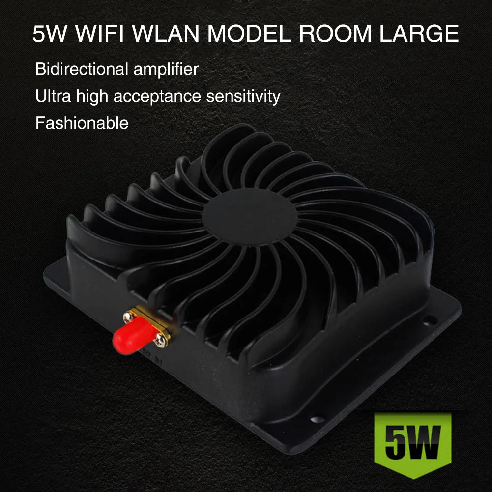 

Aluminum 5W Signal Booster Repeater 2.4GHz Low Noise WIFI Power Amplifier Black High Power Durable Broadband For Wireless Router