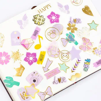 

100 pcs/lot Happy Day Gilding Decorative Washi Stickers Scrapbooking Stick Label Diary Stationery Album Stickers