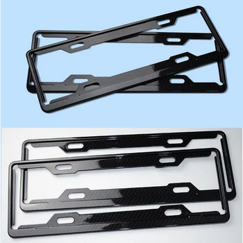 

two pcs Chinese size carbon fiber front and rear license plate frame high reflective custom made universal Tag Cover Holder