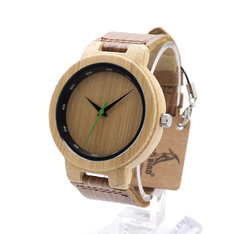 BOBO BIRD Brand Wood Watch Handmade Leather Band Wooden Wristwatch Business Casual Watches for Men and